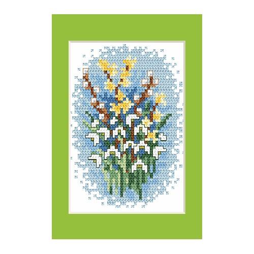 Cross stitch kit - Easter card - Snowdrops Cross stitch kit - Easter card - Snowdrops