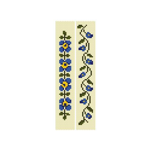 Cross stitch kit - Bookmarks - Blue flowers Cross stitch kit - Bookmarks - Blue flowers