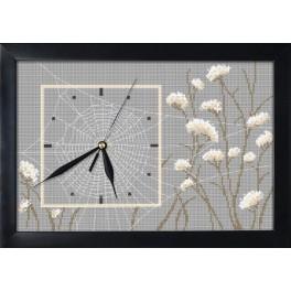 ZGRI 8667 Cross stitch kit with mouline and beads, clock and frame - Clock with a spiderweb