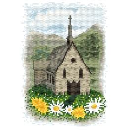 ZI 22114 Cross stitch kit with mouline and beads - Church in the mountains