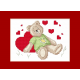 ZI 4987 Cross stitch kit with mouline and beads - Valentine's Day card - Sleeping teddy