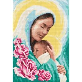 ZI 8214 Cross stitch kit with mouline and beads - Mother Mary with a child