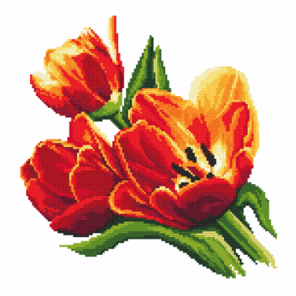 Zi 8275 Cross Stitch Pakkaus mouliinilla ja helmillä - upeat tulppaanit