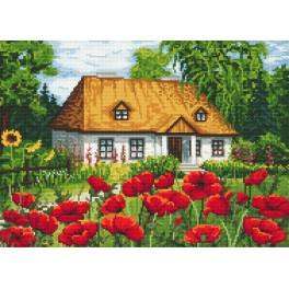 ZI 8432 Cross stitch kit with mouline and beads - Poppy manor