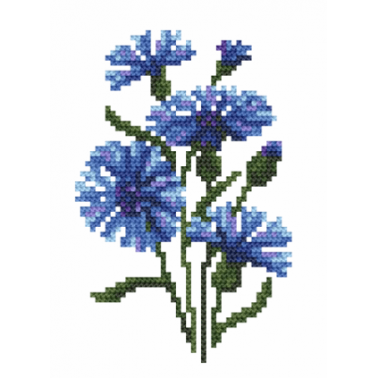 Zi 8469 Korsømkit med Mouline og Perads - Cornflowers