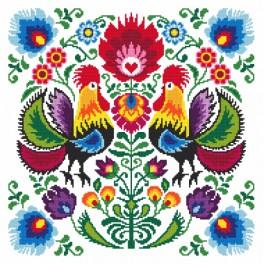 ZI 8538 Cross stitch kit with mouline and beads - Roosters
