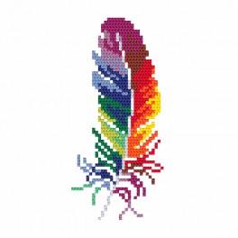 ZI 8709 Cross stitch kit with mouline and beads - Colourful feather
