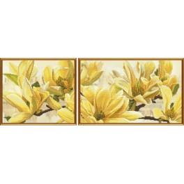 NCB 6583 Cross stitch kit with printed background - Magnolia