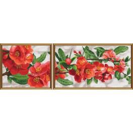NCB 6585 Cross stitch kit with printed background - Pomegranate branch