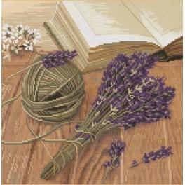 NCP 3196 Cross stitch kit with printed background - Lavender mood