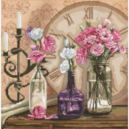 NCP 3198 Cross stitch kit with printed background - Flower time
