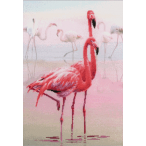 Rio 0012 Kit Cross Stitch com Mouline e fundo impresso - Flamingos