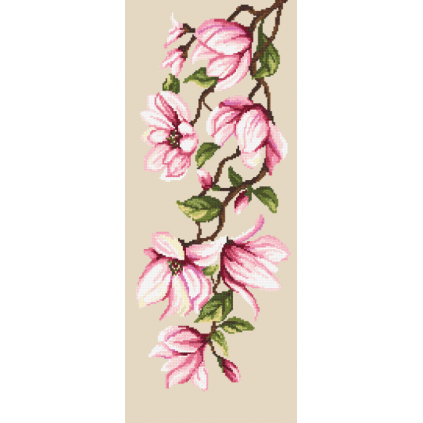 Zn 10074 Cross Stitch -kudoksella - herkkä magnolias