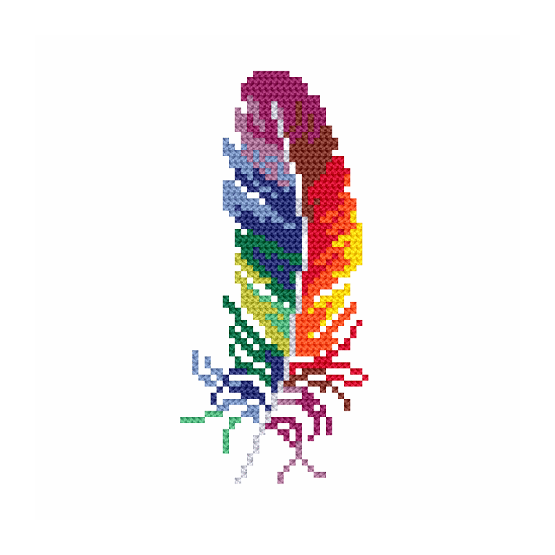 Cross stitch tapestry kit - Colourful feather - Coricamo