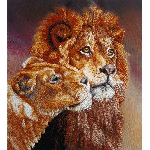 PAJK 2095 Kit with printed pattern, mouline and printed background - Lions PAJK 2095 Kit with printed pattern, mouline and printed background - Lions