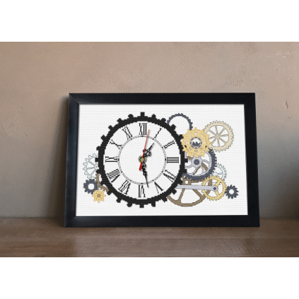 GC 8701 Padrão de ponto cruz - relógio steampunk