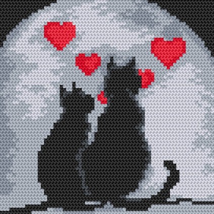 Zn 4379 Cross Stitch -kudoksella - Kissat In Love
