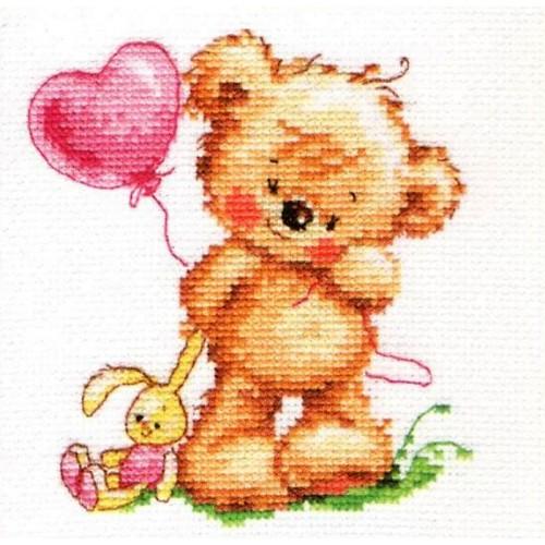 ALI 0-70 Cross stitch kit - Lovely teddy bear ALI 0-70 Cross stitch kit - Lovely teddy bear