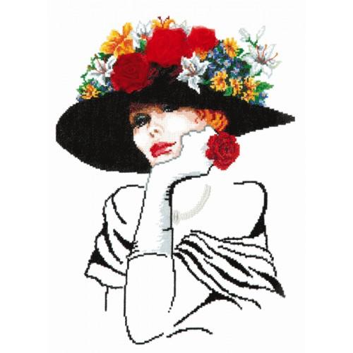 Cross stitch kit with mouline, beads end ribbons - Lady Charm Cross stitch kit with mouline, beads end ribbons - Lady Charm