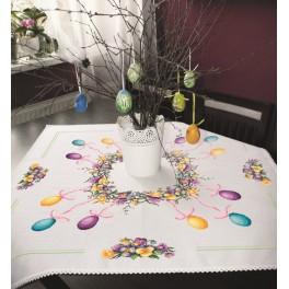 ZU 8721 Cross stitch kit - Tablecloth - Easter wreath