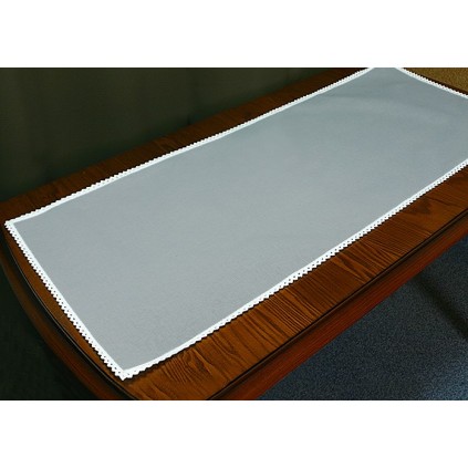 986-12 Runner Aida med blonder 40x90 cm grå