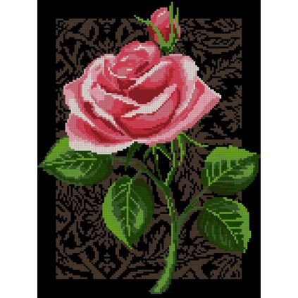 GC 3075 Padrão de ponto cruzado no papel - a rosa