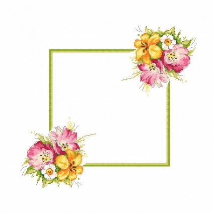 ZU 10100 Cross Stitch Kit - Serviett med en vårbukett