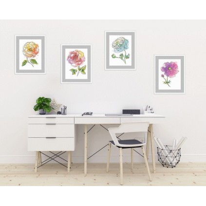 GC 8703 Schema punto croce - Begonia magica
