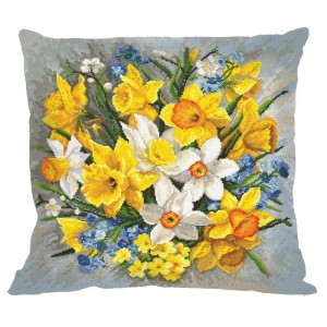 ZU 8892-01 Kit punto croce - Cuscino - Fiori primaverili II