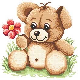 ZI 4933 Cross stitch kit with mouline and beads - Teddy bear