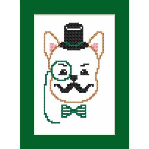 Cross stitch kit - Card - Hipster dog boy I Cross stitch kit - Card - Hipster dog boy I