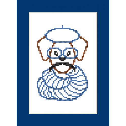 Cross stitch kit - Card - Hipster dog boy II Cross stitch kit - Card - Hipster dog boy II