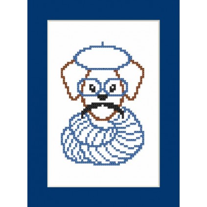 Zu 8907 Cross Stitch Kit - Card - Hipster Dog Boy II