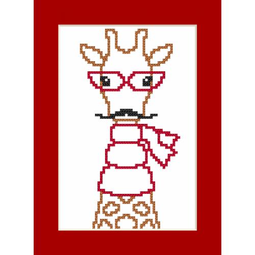 Cross stitch kit - Card - Hipster giraffe boy Cross stitch kit - Card - Hipster giraffe boy