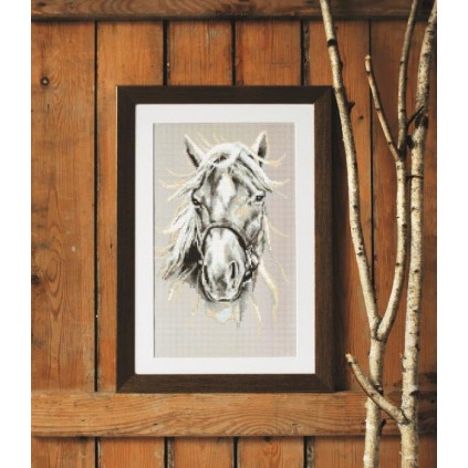 GC 10009 Padrão de ponto cruzado no papel - cavalo branco
