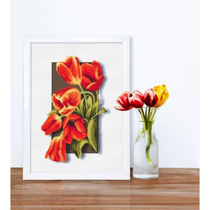 GC 10115 Ristipistokuvio - tulppaanit 3D
