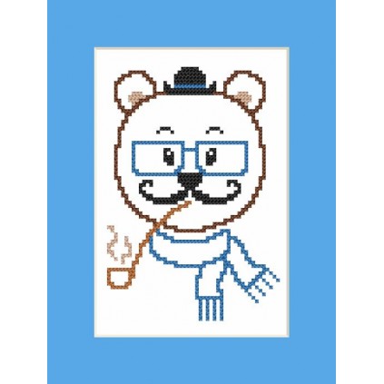 ZU 8903 Kit de ponto cruz - cartão - Hipster Bear Boy