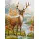 Rio 1077 Cross Stitch Kit med garn - hjortar
