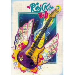 RIO 0042PT Cross stitch kit with mouline and printed background - Rock & Roll