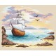 Z 10128 Cross stitch kit - Sailin ship in an azure creek