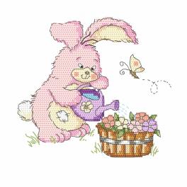 Z 8752 Cross stitch kit - Bunny with a watering can