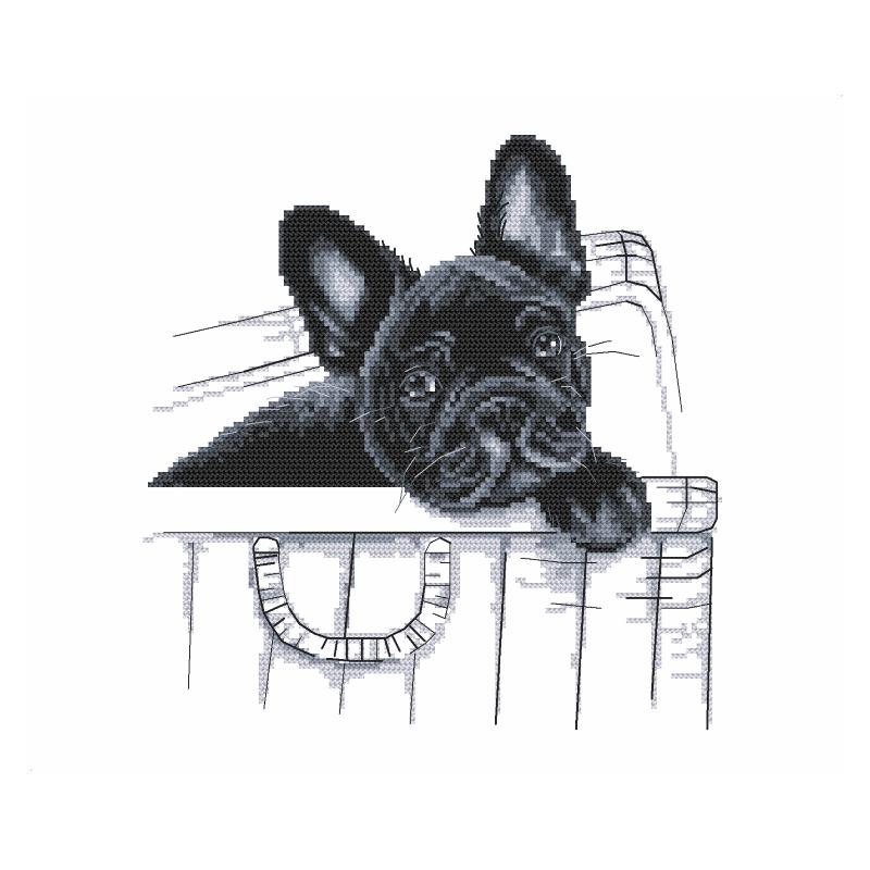 Abillyn Embroidery Cross Stitch Kits French Bulldog Stamped with Printed Pattern Starter Kit Bulldog 