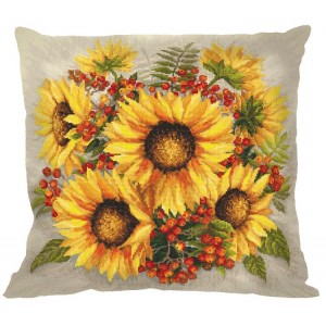 ZU 8936-01 Kit punto croce - Cuscino - Girasoli
