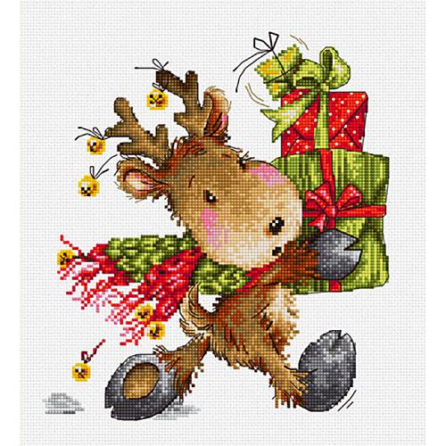 Cross stitch kit - Christmas deer with gifts Cross stitch kit - Christmas deer with gifts