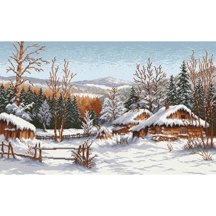 K 744 Tapestry Canvas - En vinterhytte