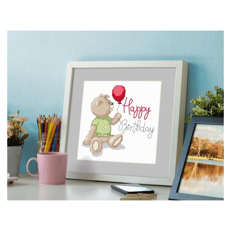 Cross stitch kit - Postcard - Happy Birthday - Coricamo