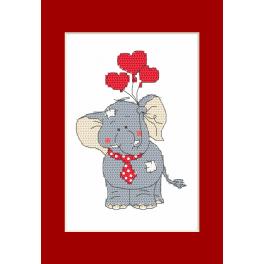 ZU 8795 Cross stitch kit - Valentine's Day card - Elephant