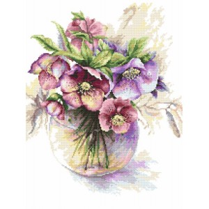 GC 8793 Cross stitch pattern - Purple hellebores