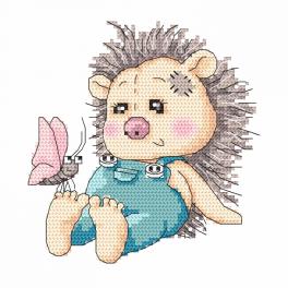 GC 8683 Cross stitch pattern - Hedgehog with a butterfly