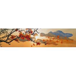 NCP 3229 Cross stitch kit with printed background - Spring sunset